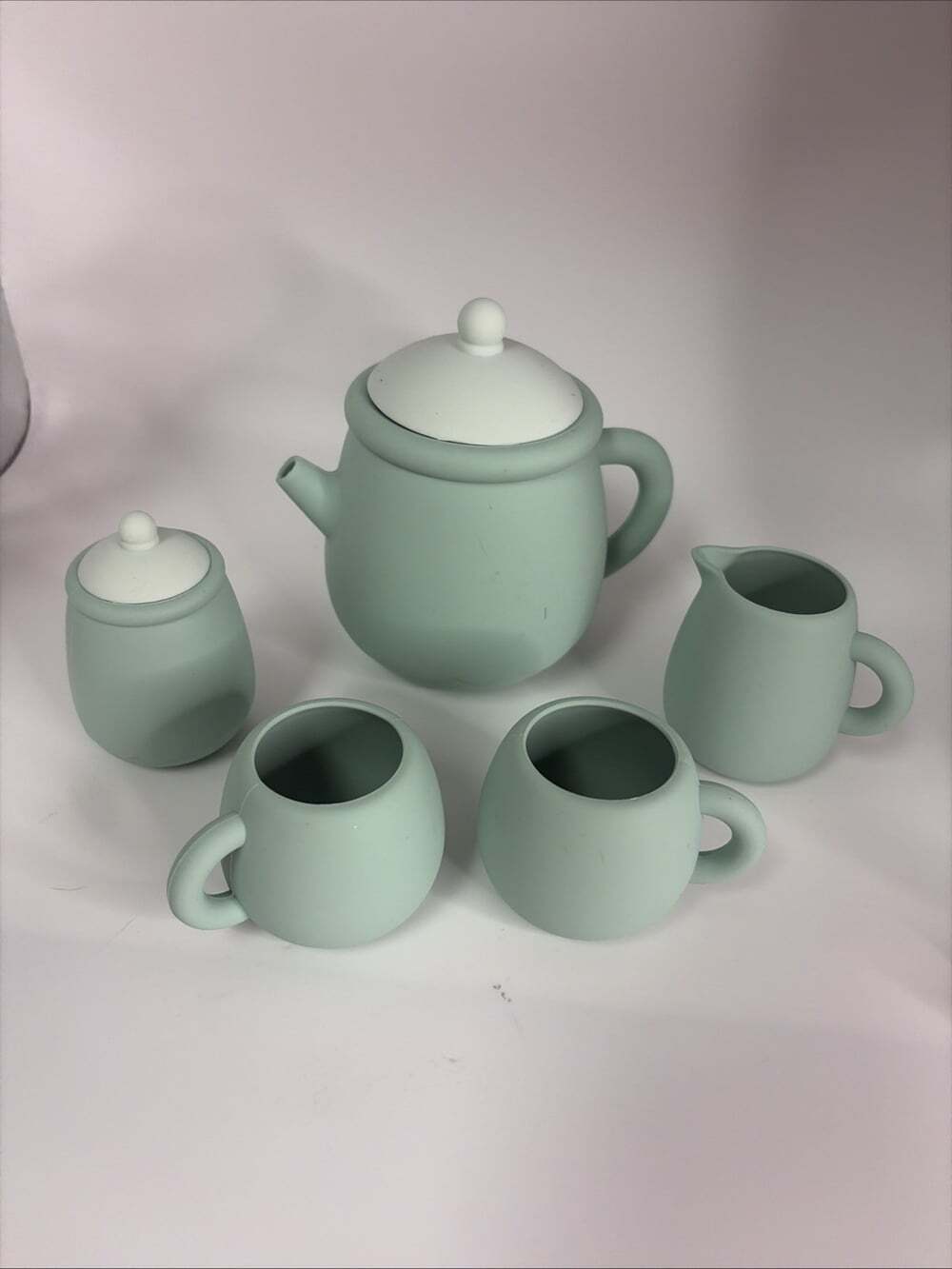 Silicone Tea Set, Tea Party Set for Little Kids, 7 Pieces BPA Free Green NoBreak